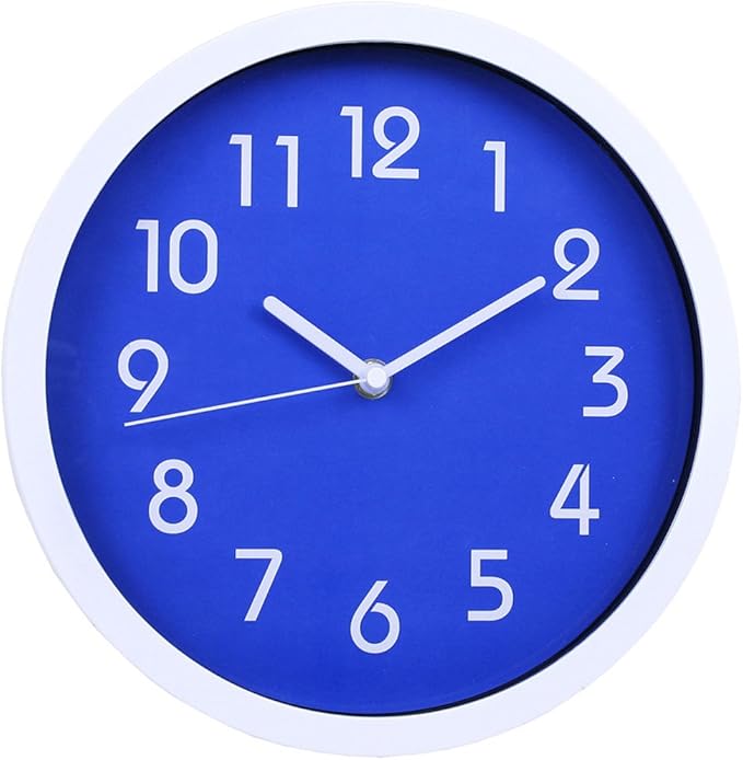 dannol 德高 白色塑料圆形钟框 天蓝色钟面 指针式静音挂钟 518be粉蓝